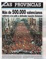 Manifestació en defensa de l'Estatut. Vista de conjunt. Valéncia, 13-6-1997